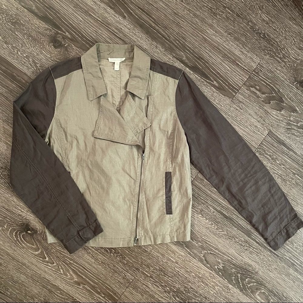 Eileen Fisher Organic Coated Linen Moto Jacket